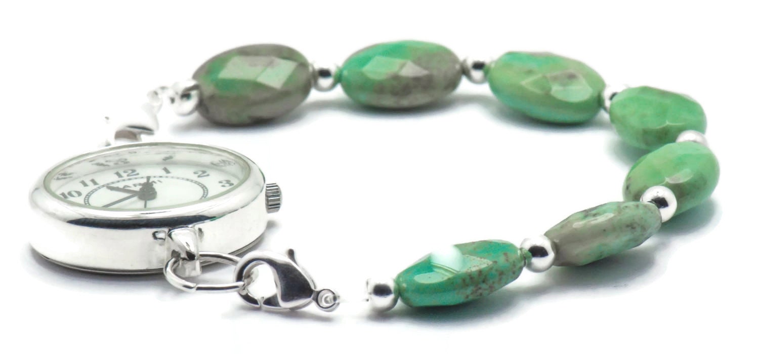 Faceted Green Opal Stretchy Interchangeable Watch Band • Medical ID Bracelet • Bracelet Watch Band • Stretch Watch Band