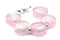 Pink Foil Glass Stretch Interchangeable Beaded Bracelet Watch Band • Medical ID Bracelet • Bracelet Watch Band