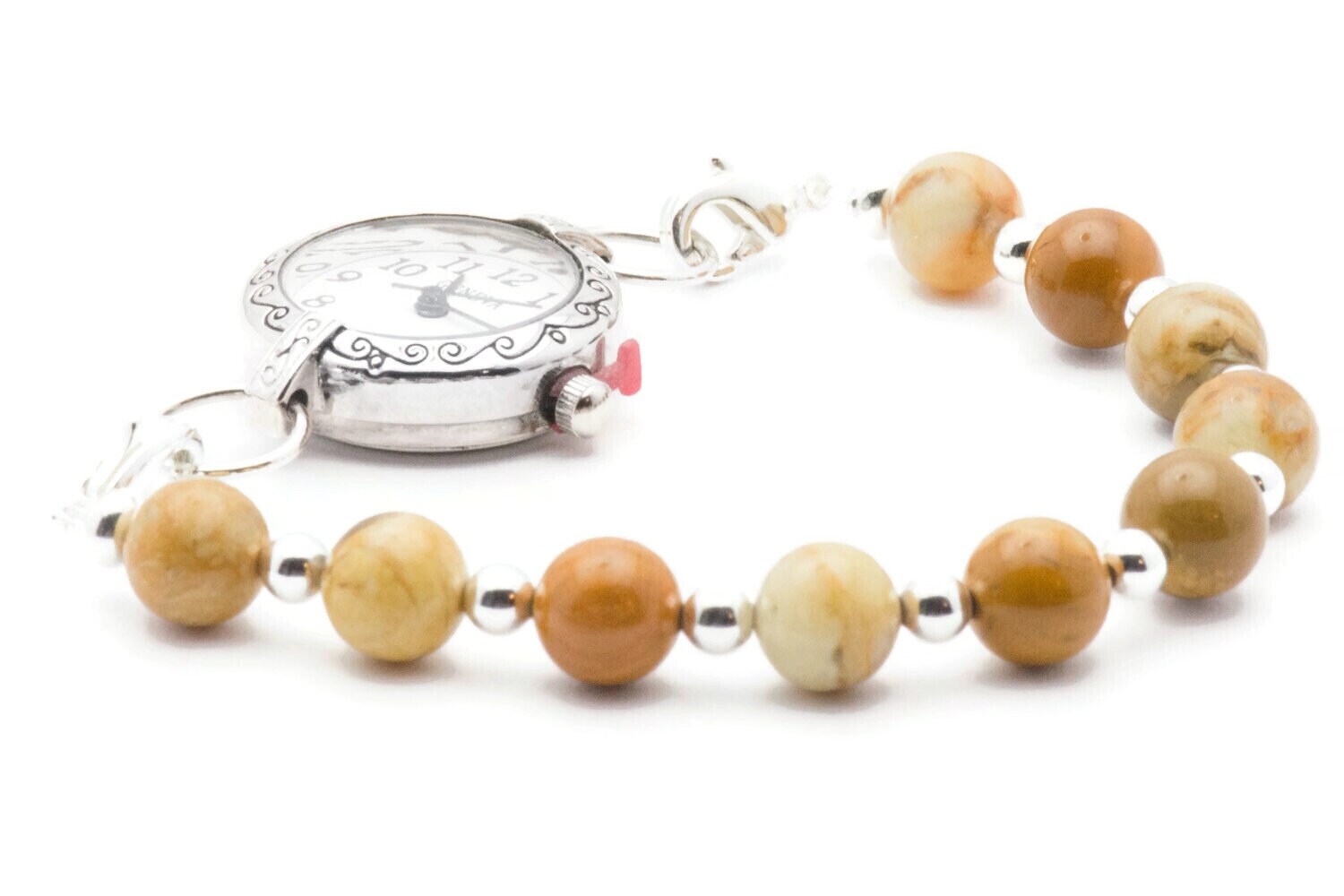 Yellow Jasper Stretch Interchangeable Beaded Bracelet Watch Band • Medical ID Bracelet • Bracelet Watch Band