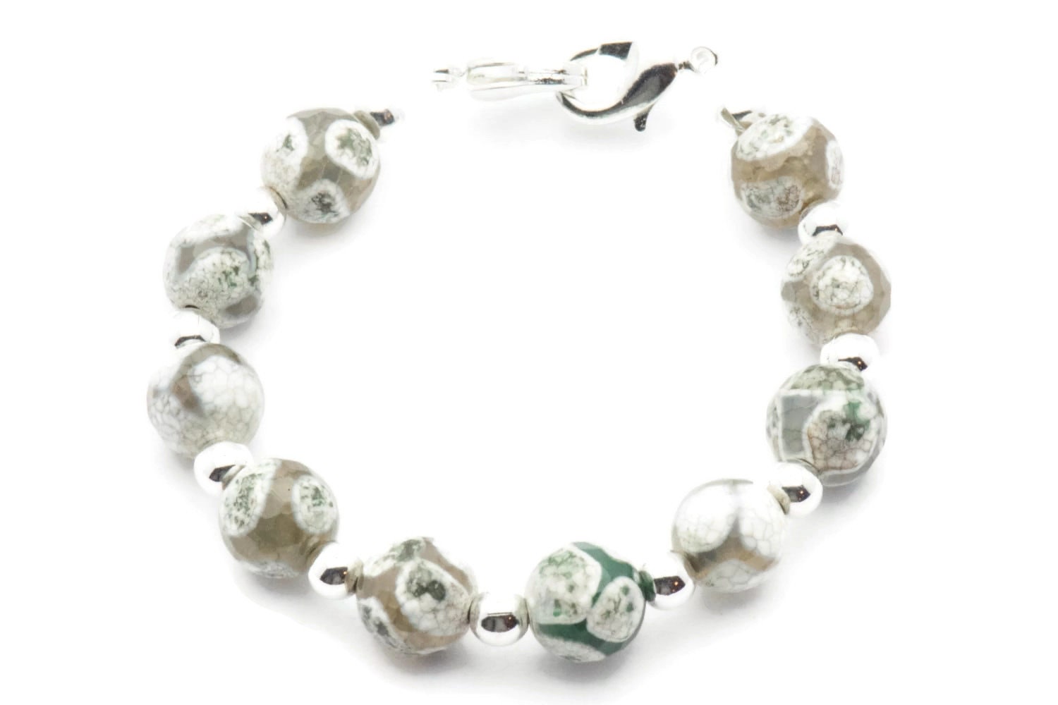 Green Agate Stretch Interchangeable Beaded Bracelet Watch Band • Medical ID Bracelet • Bracelet Watch Band