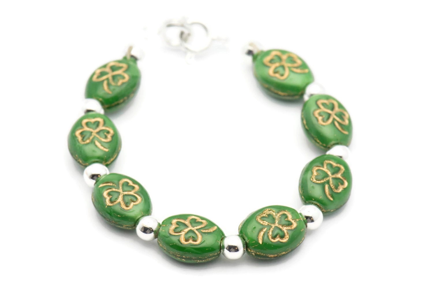 Green Clover Bracelet Watch Band • Interchangeable Band • Stretch Watch Band • Medical ID Bracelet