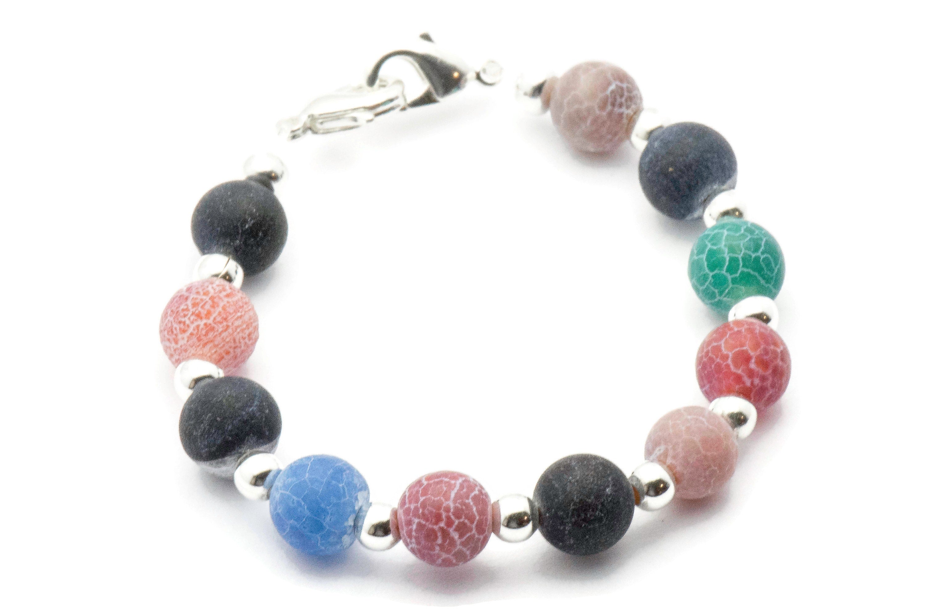 Agate Multicolor Beaded Bracelet Watch Band • Medical ID Bracelet • Handmade Watch Band • Stretch Watch Band