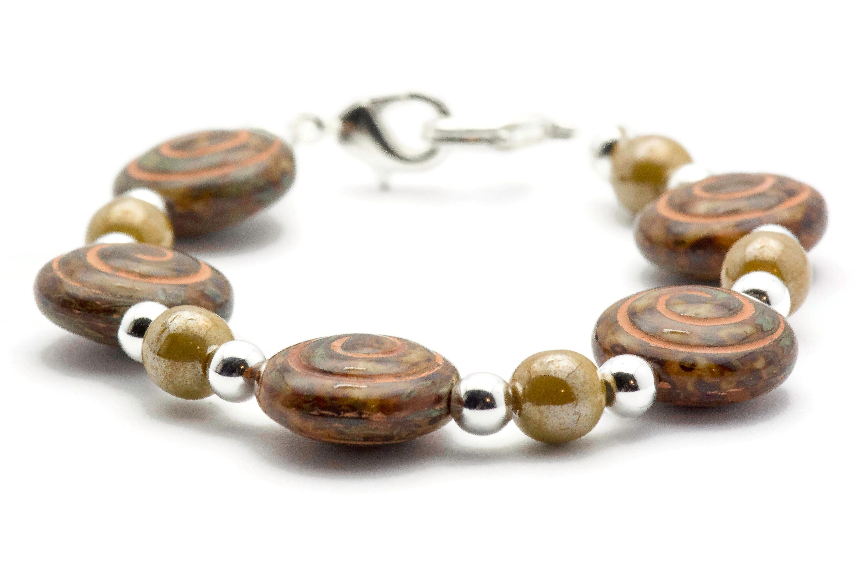 Czech Spiral Glass Beaded Bracelet Watch Band • Medical ID Bracelet • Handmade Watch Band • Stretch Watch Band