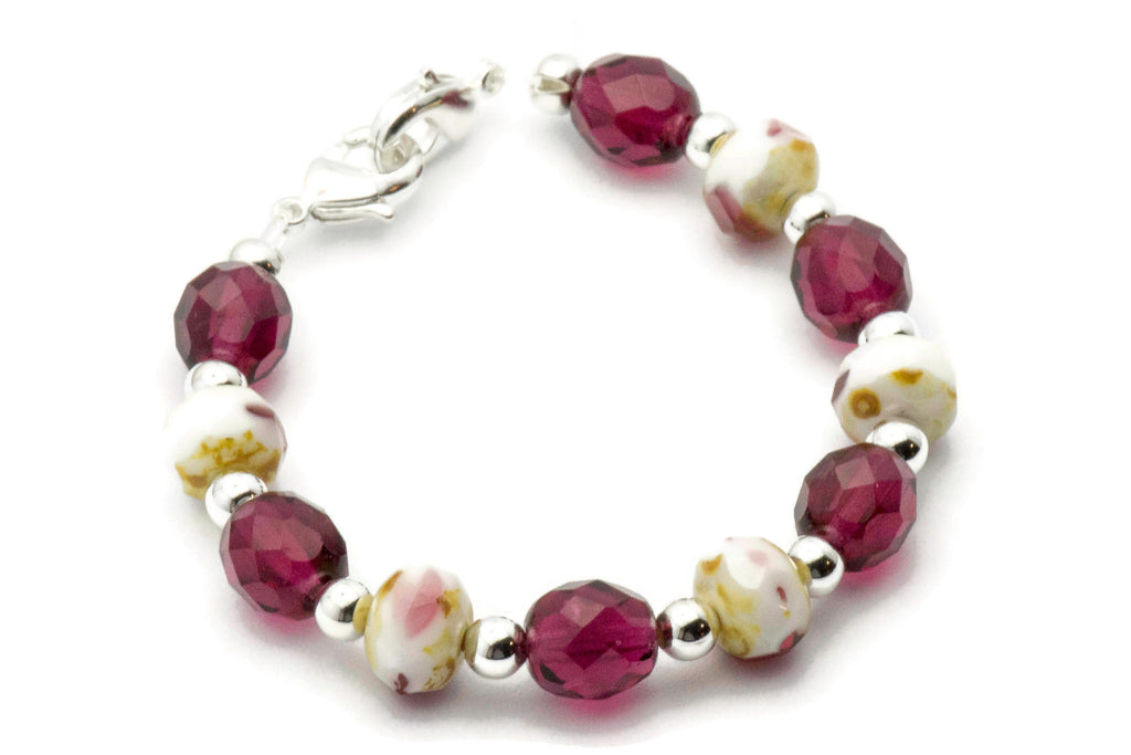 Grape Jelly Glass Beaded Bracelet Watch Band • Medical ID Bracelet • Handmade Watch Band • Stretch Watch Band • Czech Glass Beaded Band