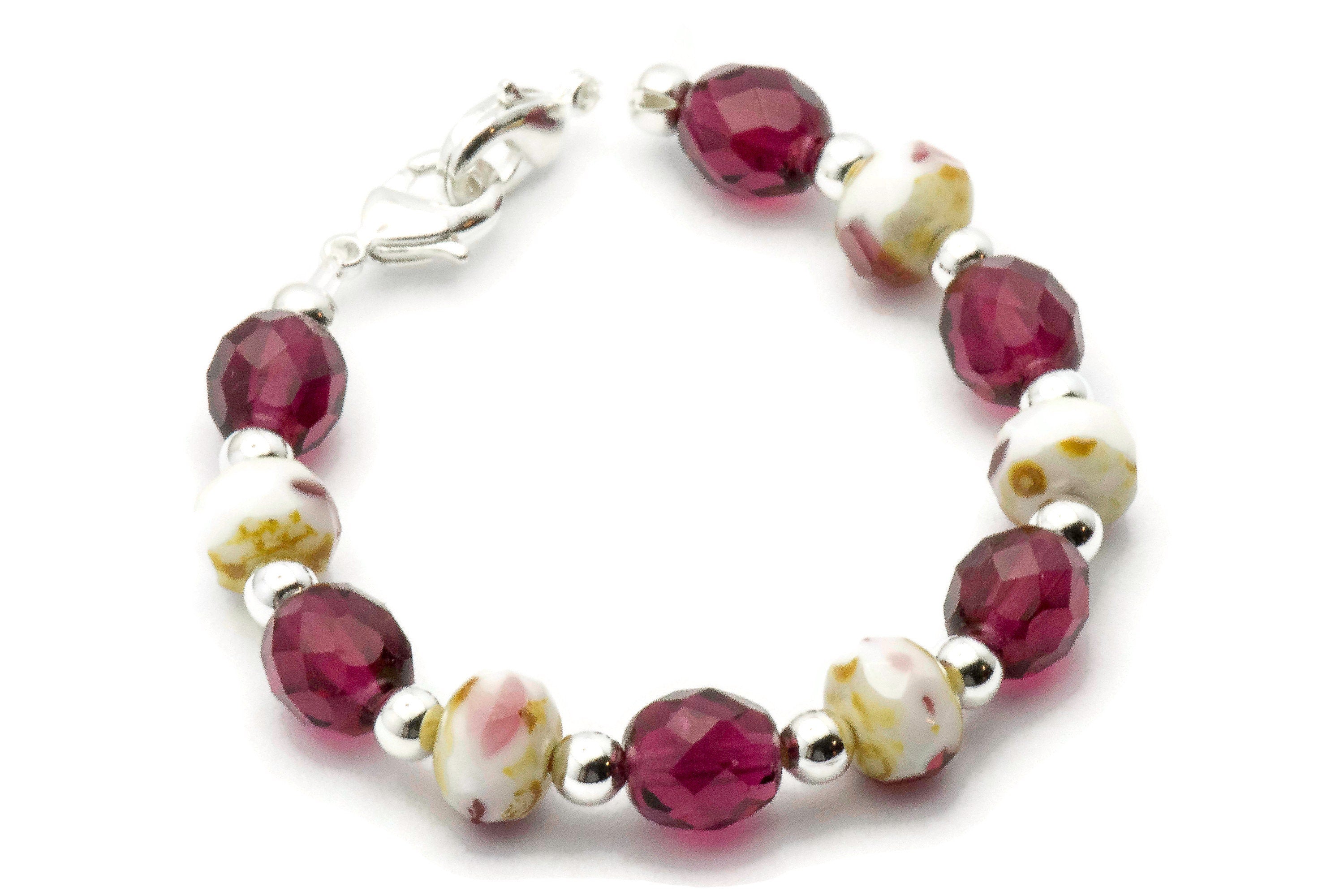 Grape Jelly Glass Beaded Bracelet Watch Band • Medical ID Bracelet • Handmade Watch Band • Stretch Watch Band • Czech Glass Beaded Band