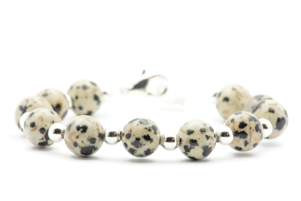 Dalmatian Jasper Beaded Bracelet Watch Band • Medical ID Bracelet • Handmade Watch Band • Gemstone Stretch Watch Band
