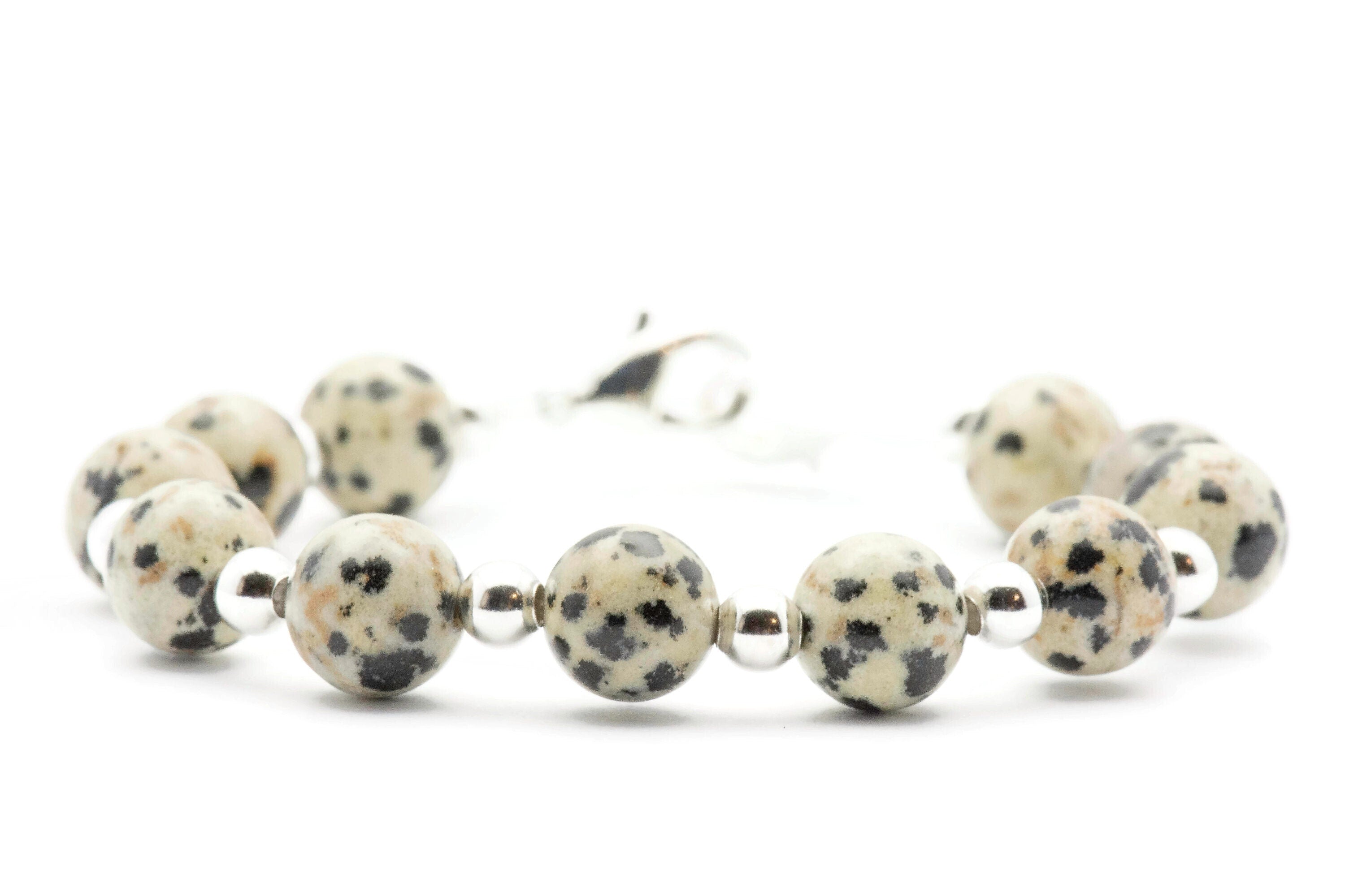 Dalmatian Jasper Beaded Bracelet Watch Band • Medical ID Bracelet • Handmade Watch Band • Gemstone Stretch Watch Band