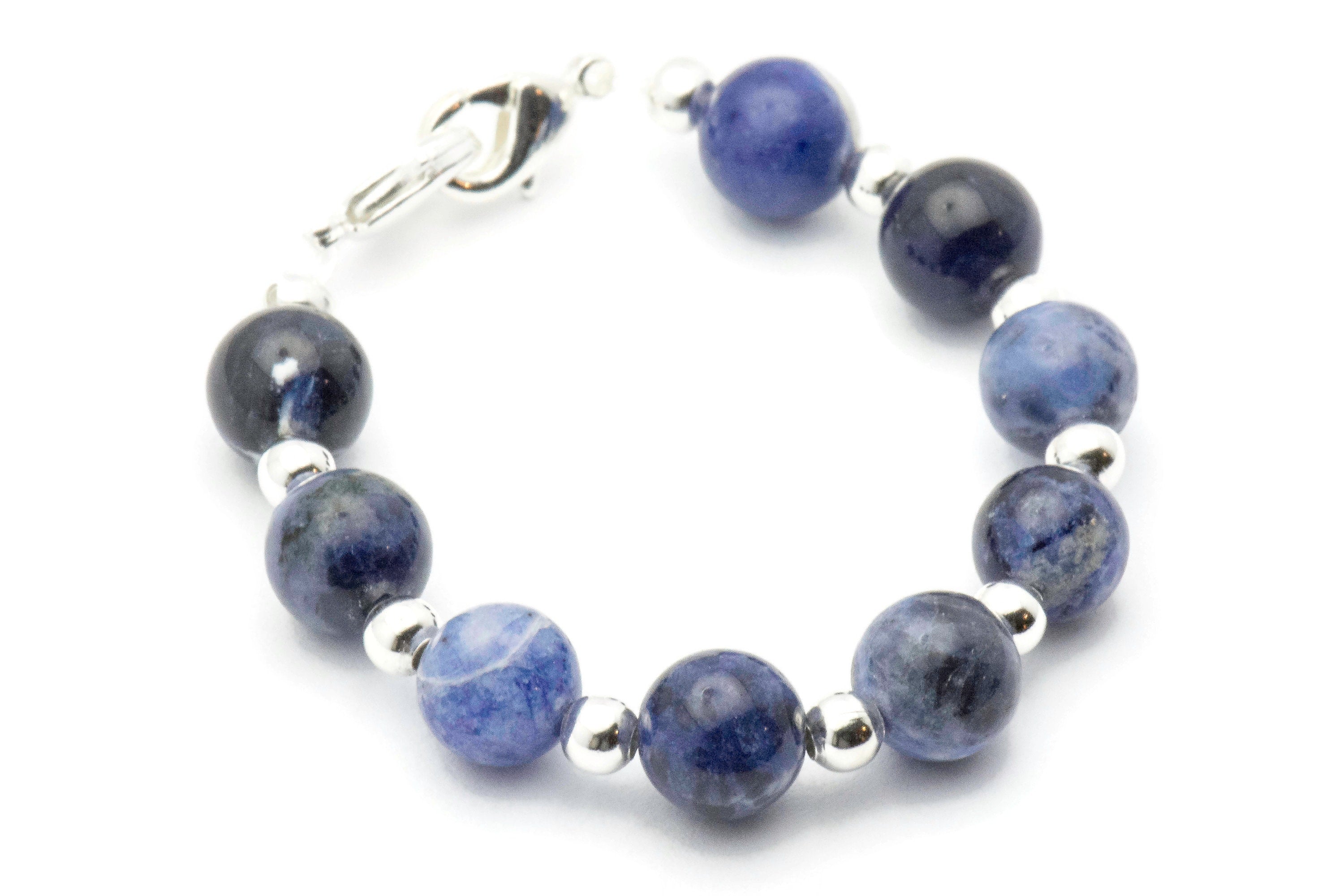 Blue Sodalite Beaded Bracelet Watch Band, Medical ID Bracelet • Handmade Watch Band • Stretch Watch Band