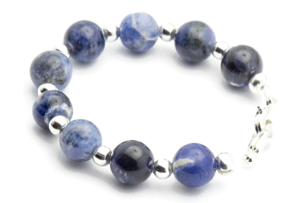 Blue Sodalite Beaded Bracelet Watch Band, Medical ID Bracelet • Handmade Watch Band • Stretch Watch Band