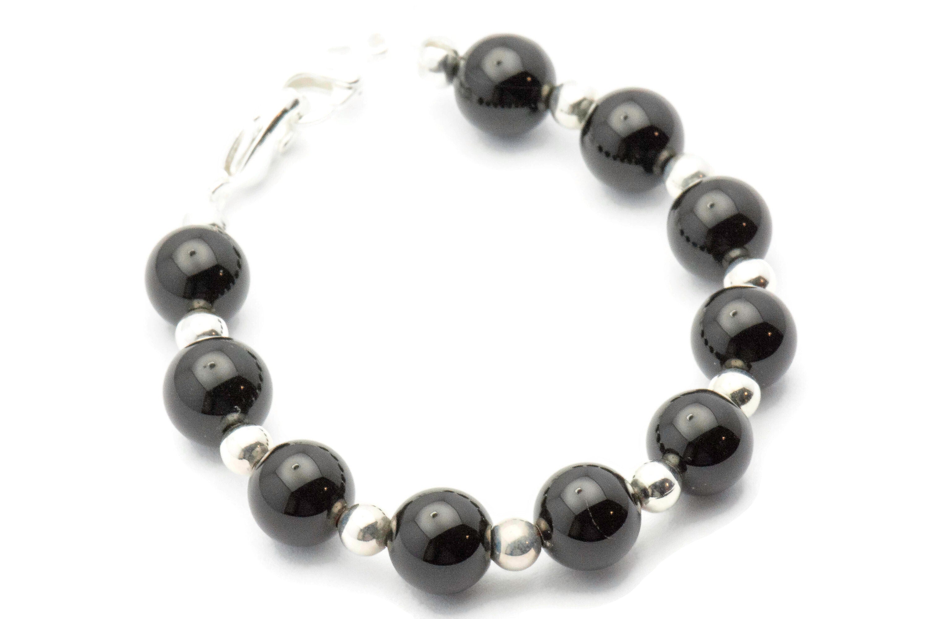 Black Onyx Beaded Bracelet Watch Band • Medical ID Bracelet • Handmade Watch Band • Gemstone Stretch Watch Band