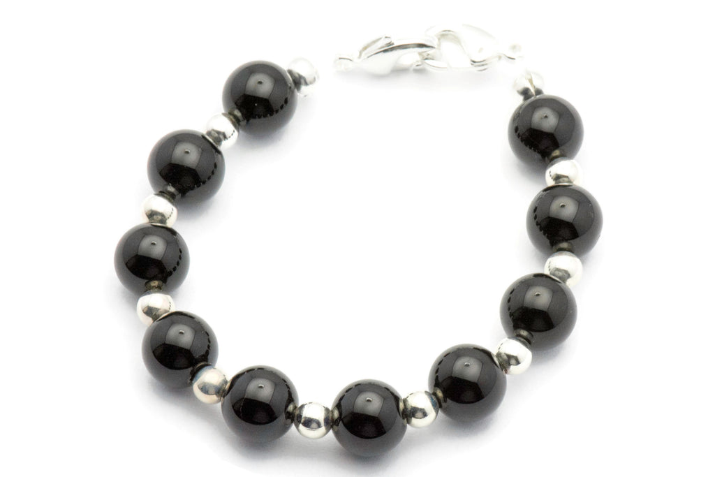 Black Onyx Beaded Bracelet Watch Band • Medical ID Bracelet • Handmade Watch Band • Gemstone Stretch Watch Band
