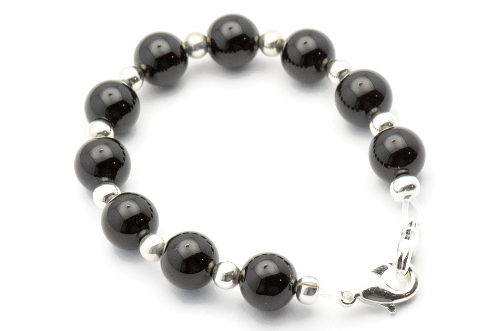 Black Onyx Beaded Bracelet Watch Band • Medical ID Bracelet • Handmade Watch Band • Gemstone Stretch Watch Band
