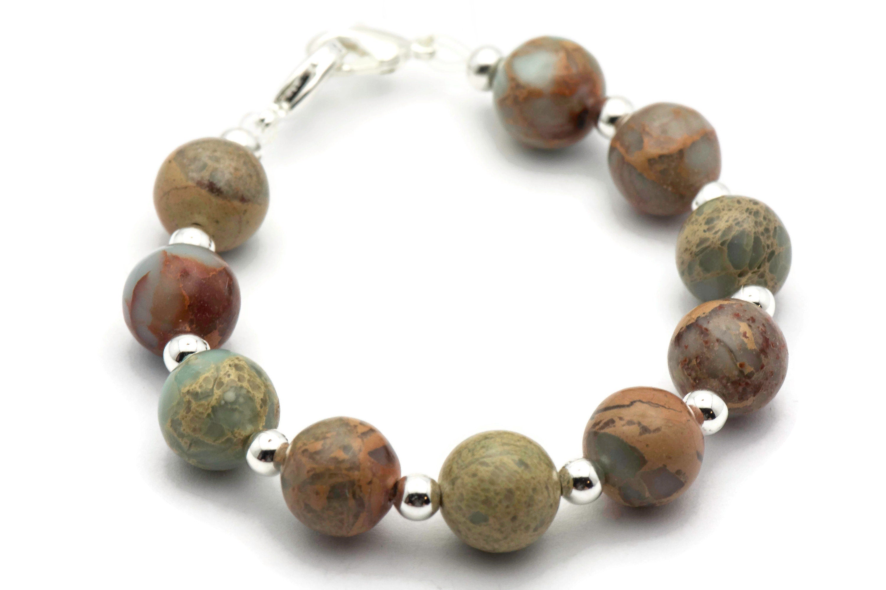 Aqua Terra Jasper Stretch Interchangeable Beaded Bracelet Watch Band • Medical ID Bracelet • Women's Watch Band