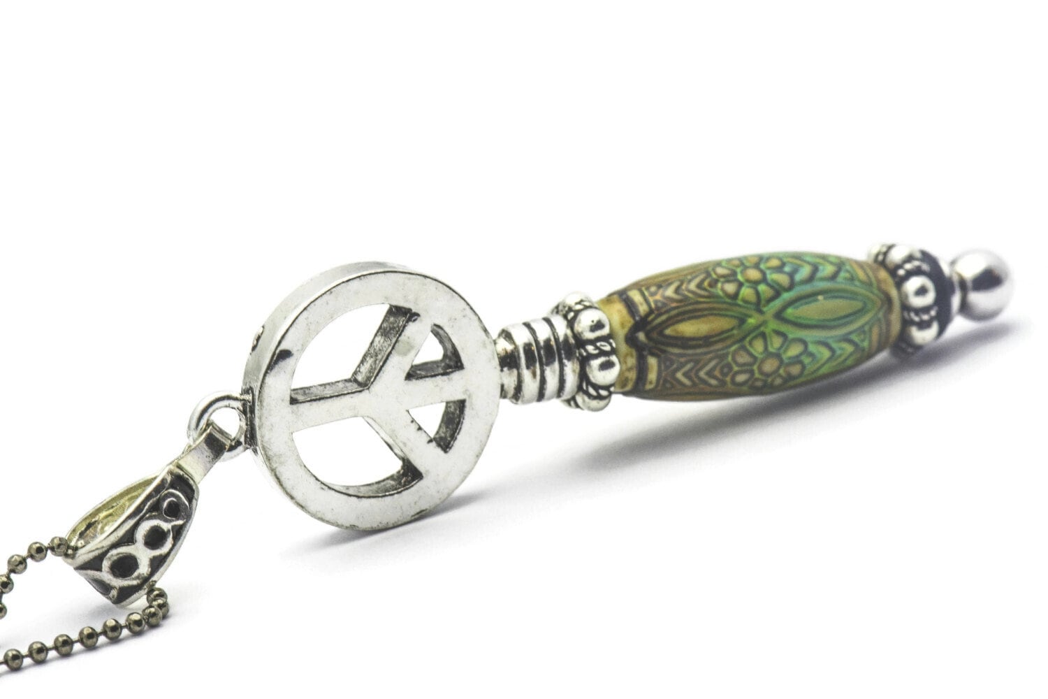 Long Chain Necklace, Mood Bead, Chain Necklace, Peace