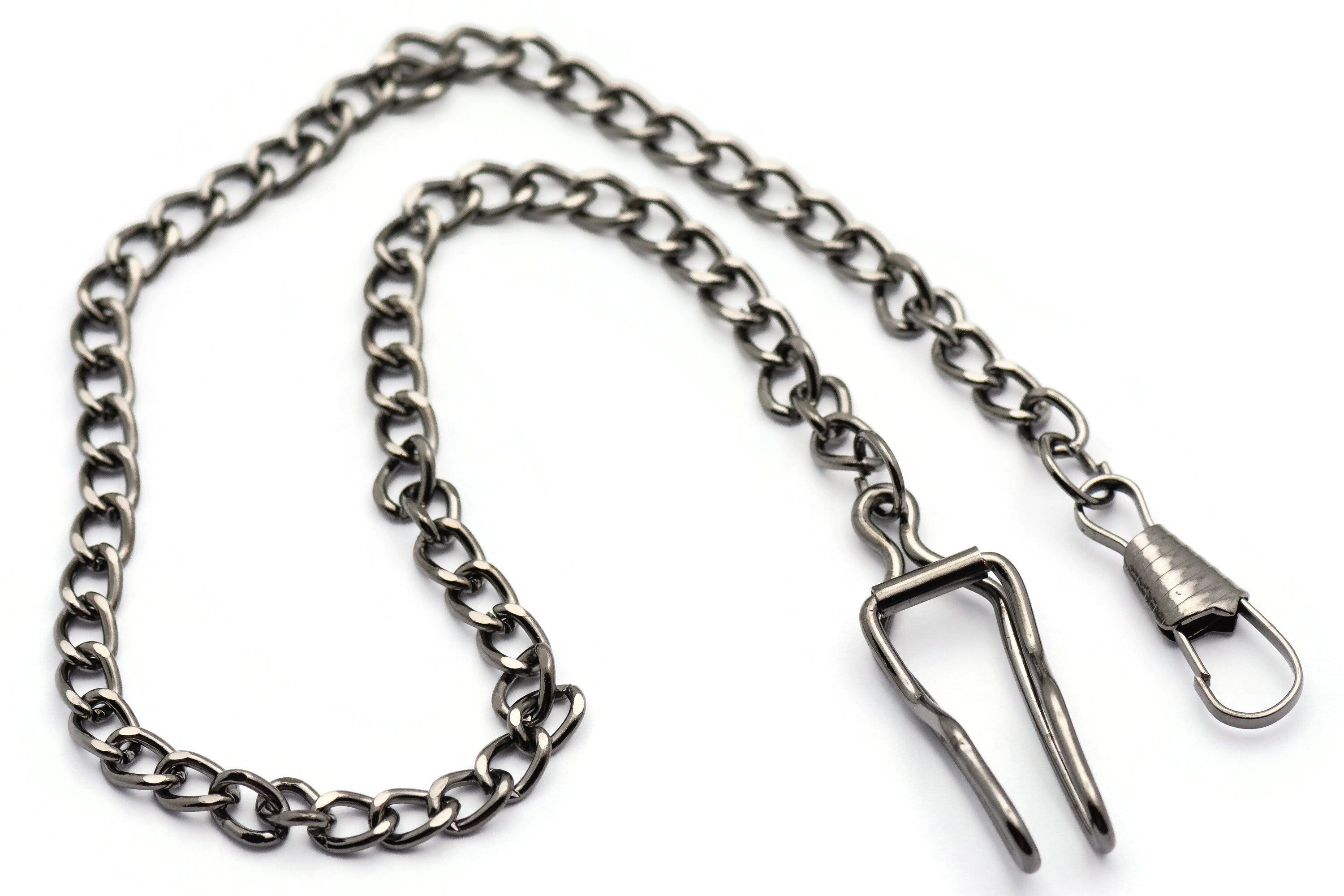 Gunmetal Pocket Watch Chain, Pocket Watch Accessories, Pocket Chain