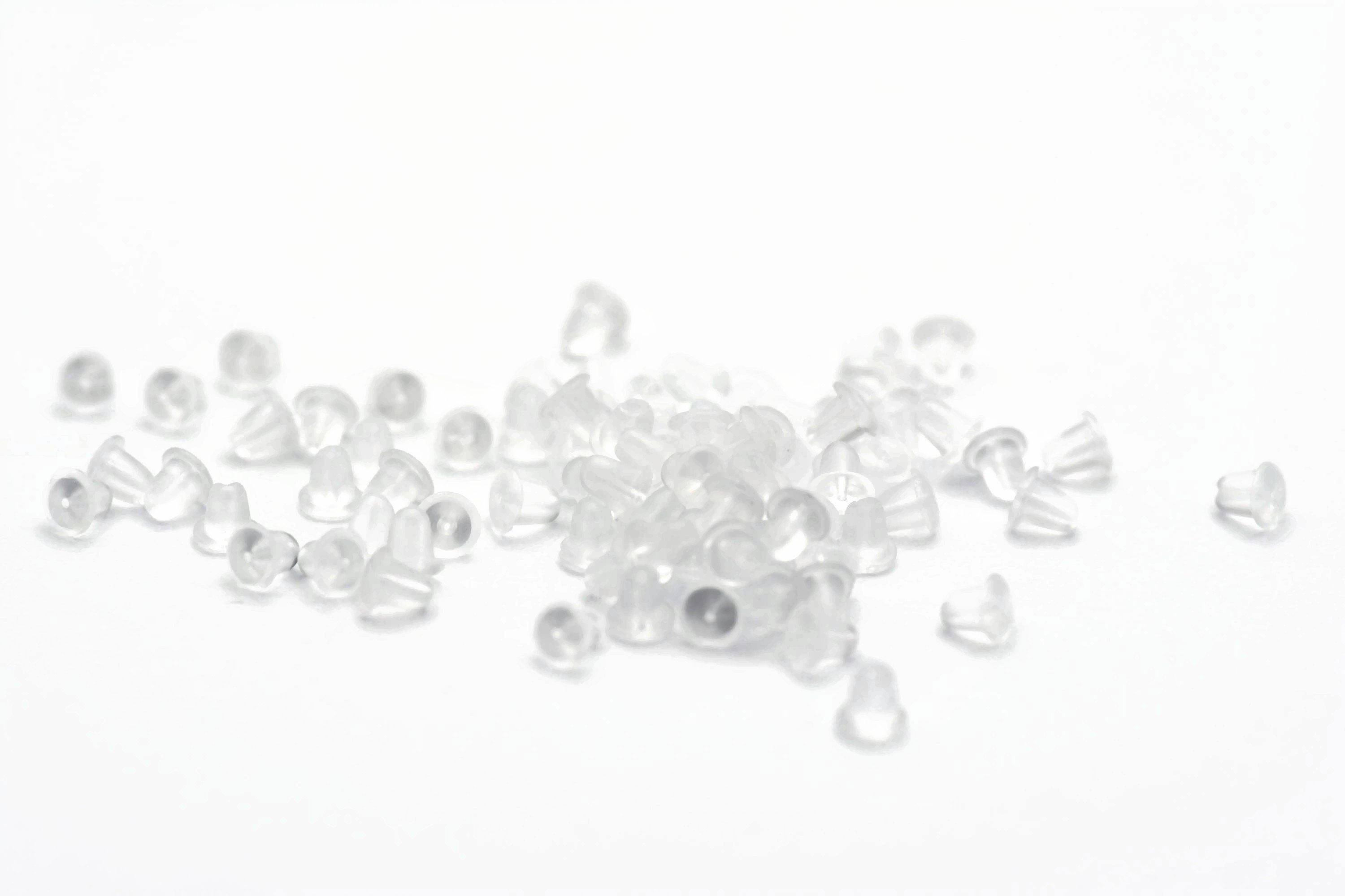 Clear Soft Rubber Earring Backs, Hypoallergenic, Ear Nuts, Earring Stoppers, Earring Finding, 4x4mm, 1mm hole, 60 pieces