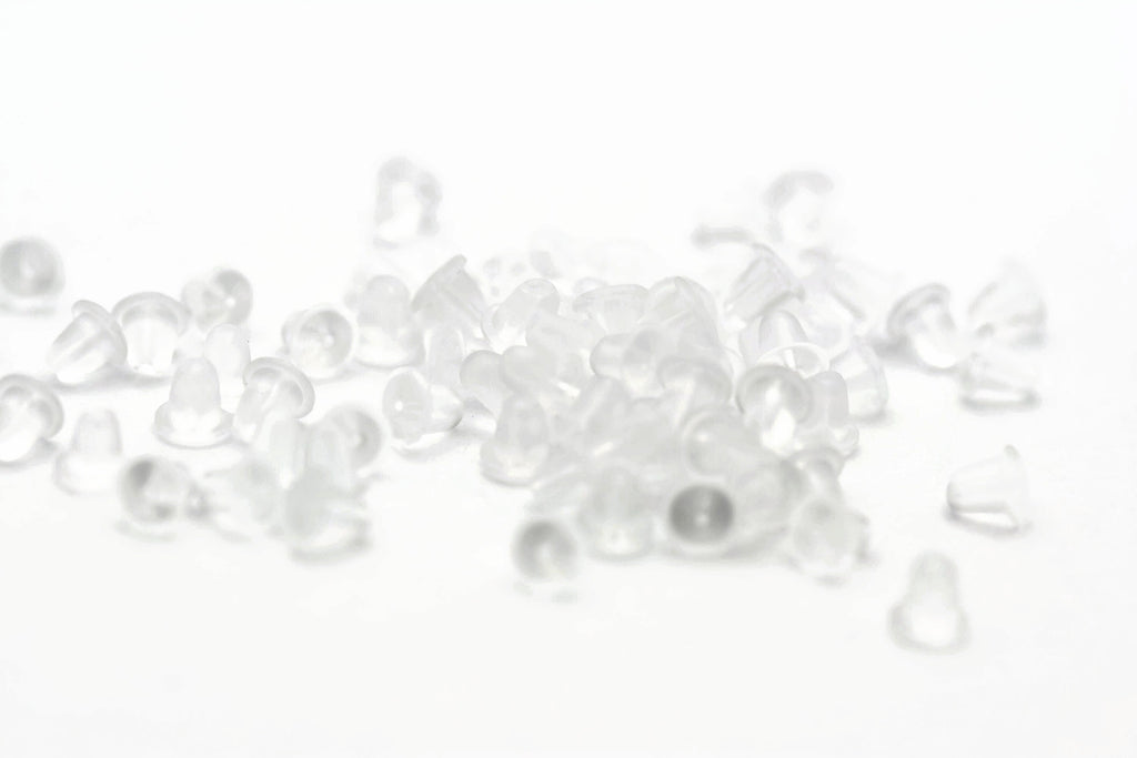 Clear Soft Rubber Earring Backs, Hypoallergenic, Ear Nuts, Earring Stoppers, Earring Finding, 4x4mm, 1mm hole, 60 pieces