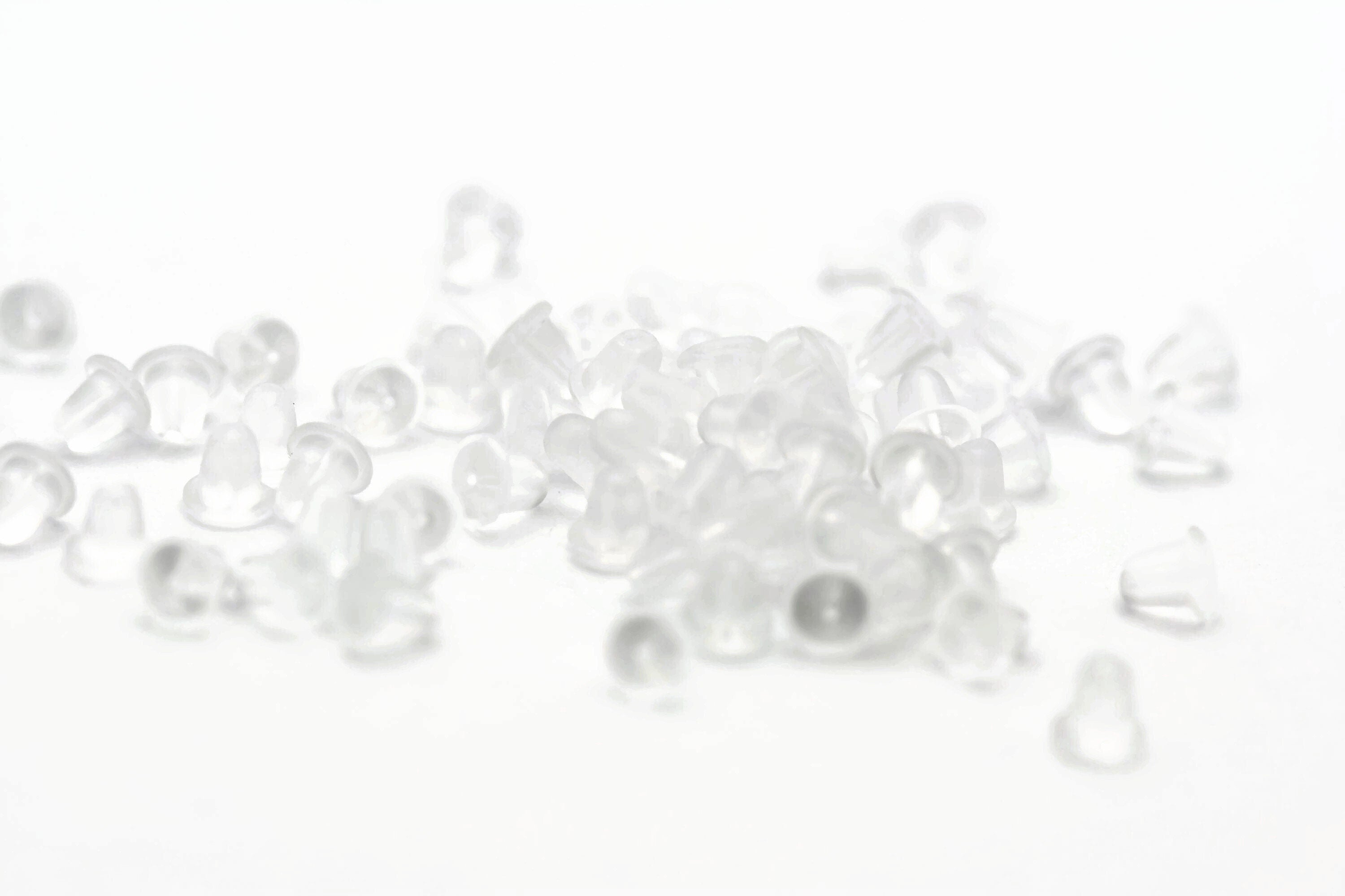 Clear Soft Rubber Earring Backs, Hypoallergenic, Ear Nuts, Earring Stoppers, Earring Finding, 4x4mm, 1mm hole, 60 pieces