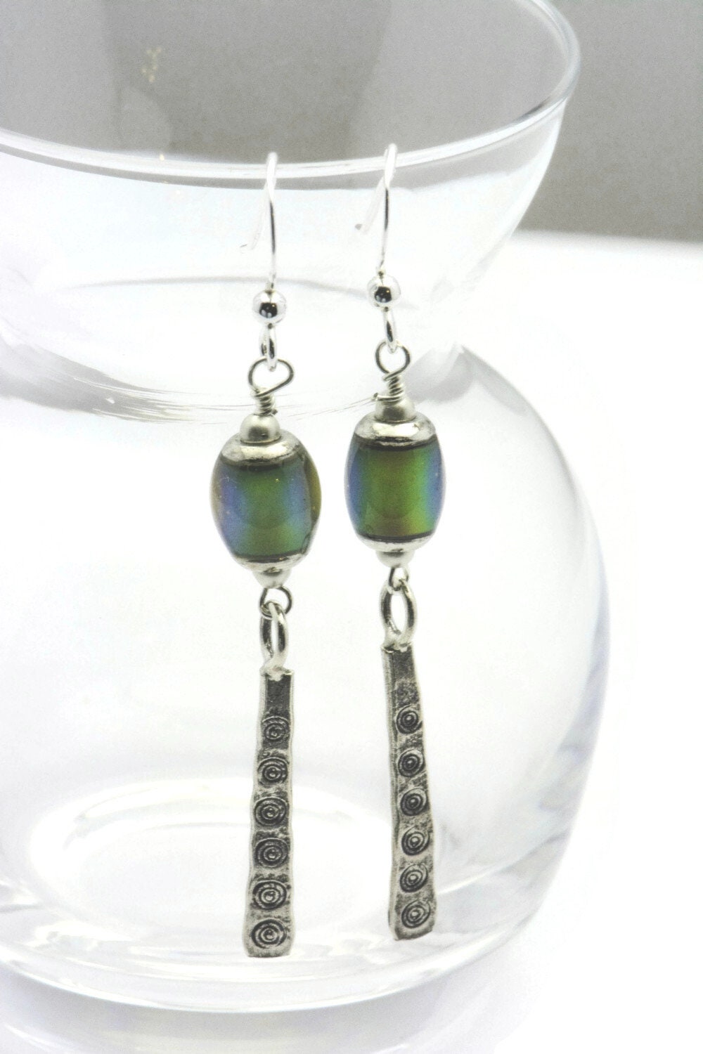 Mood Bead Earrings, Antiqued, Bead Earrings, Hill Tribe