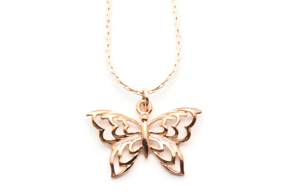 Butterfly Necklace, Rose Gold Butterfly, Rose Gold Chain Necklace, Butterfly Pendant, Gift for Woman