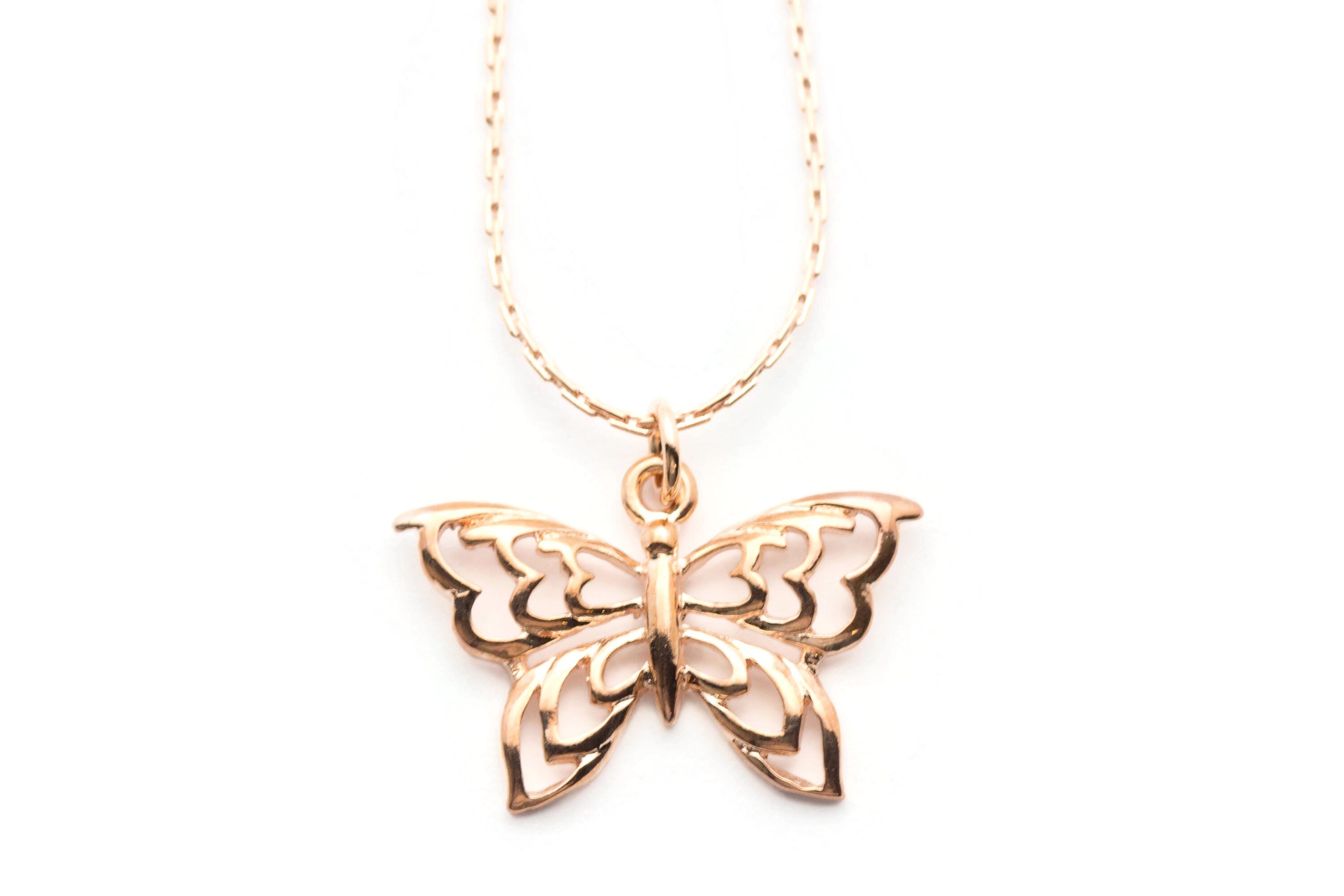 Butterfly Necklace, Rose Gold Butterfly, Rose Gold Chain Necklace, Butterfly Pendant, Gift for Woman