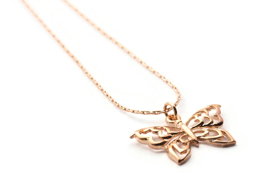 Butterfly Necklace, Rose Gold Butterfly, Rose Gold Chain Necklace, Butterfly Pendant, Gift for Woman