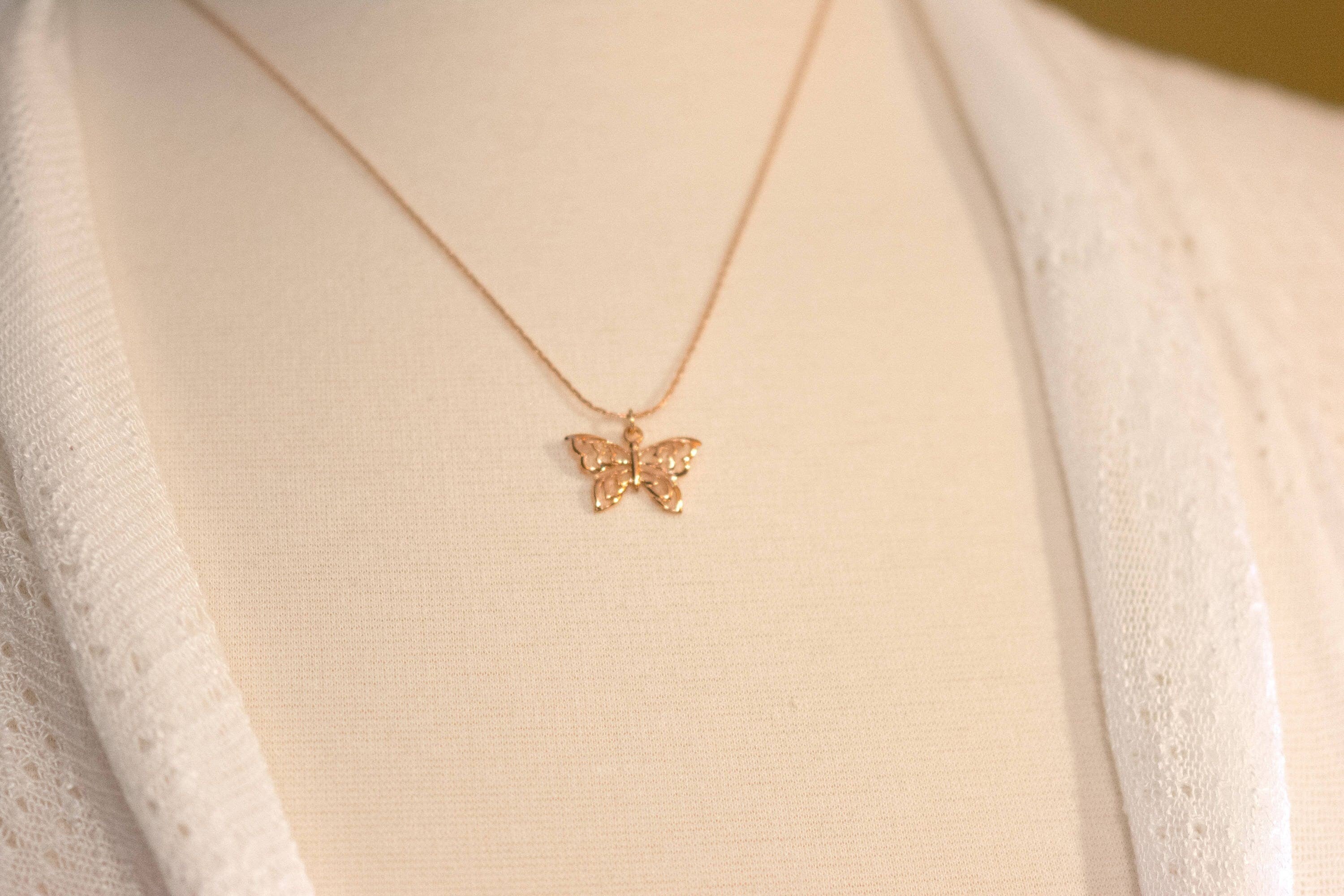 Butterfly Necklace, Rose Gold Butterfly, Rose Gold Chain Necklace, Butterfly Pendant, Gift for Woman