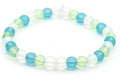 Ocean Hues Glass Beaded Stretch Anklet • Blue, Green and White Beach Jewelry