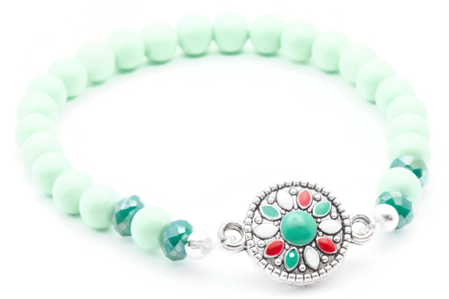 Mint Boho Bracelet, Green, Boho Bracelet, Stretch