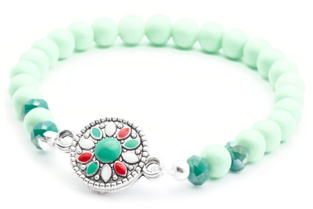 Mint Boho Bracelet, Green, Boho Bracelet, Stretch