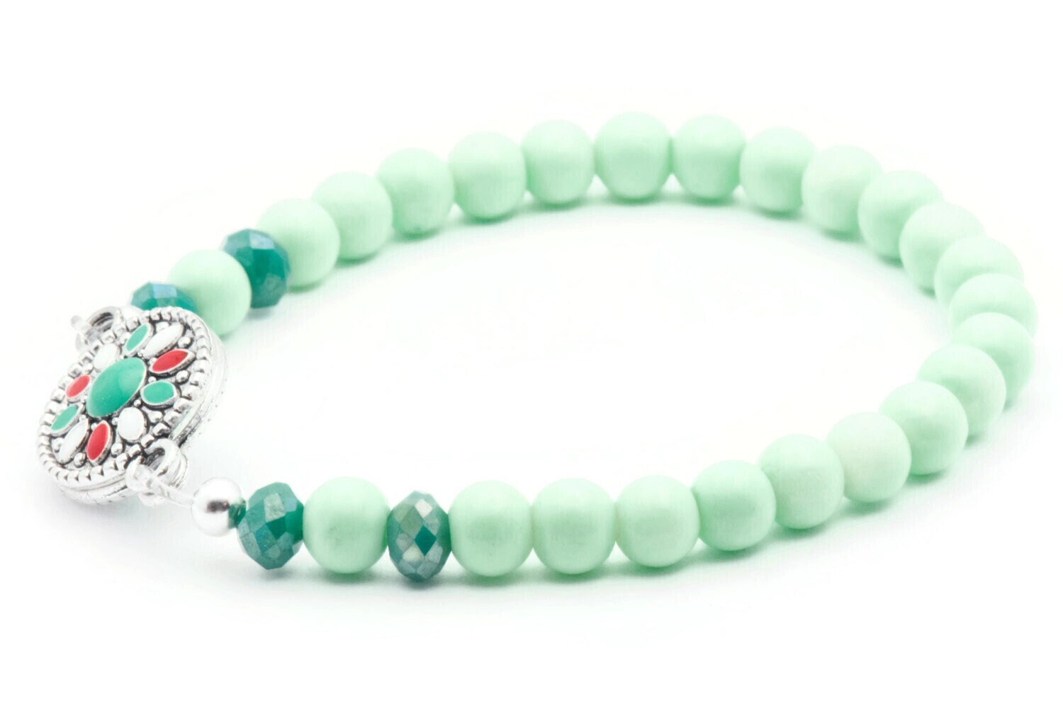 Mint Boho Bracelet, Green, Boho Bracelet, Stretch