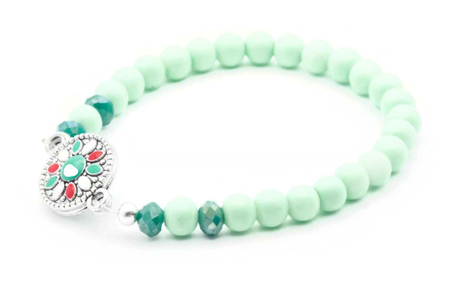 Mint Boho Bracelet, Green, Boho Bracelet, Stretch