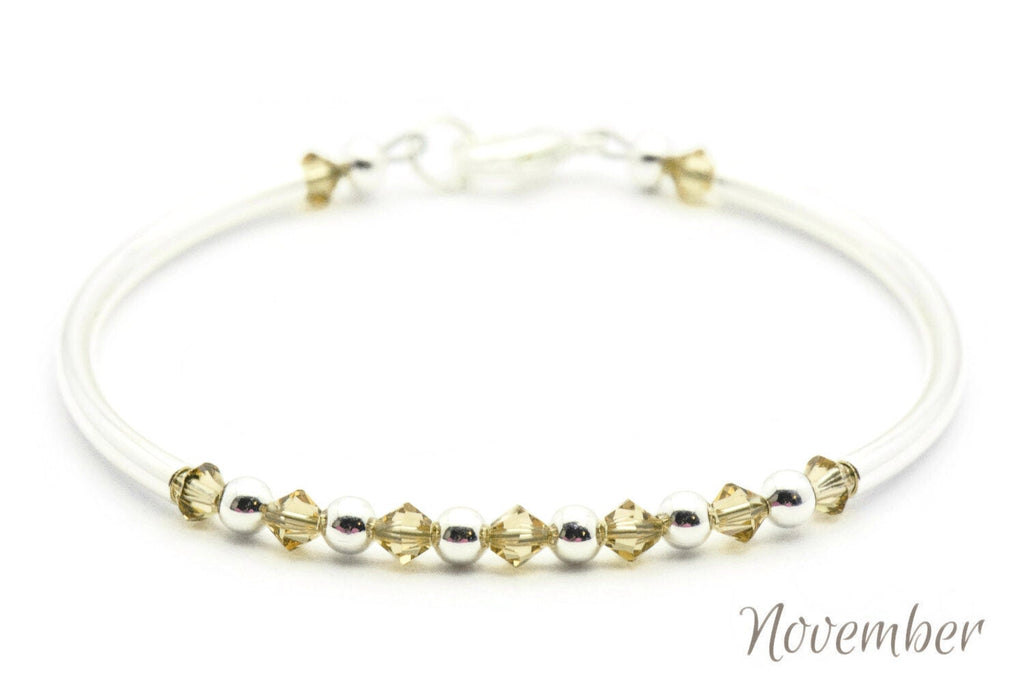 November Topaz Swarovski Crystal Birth Month Sterling Silver Plated Bracelet