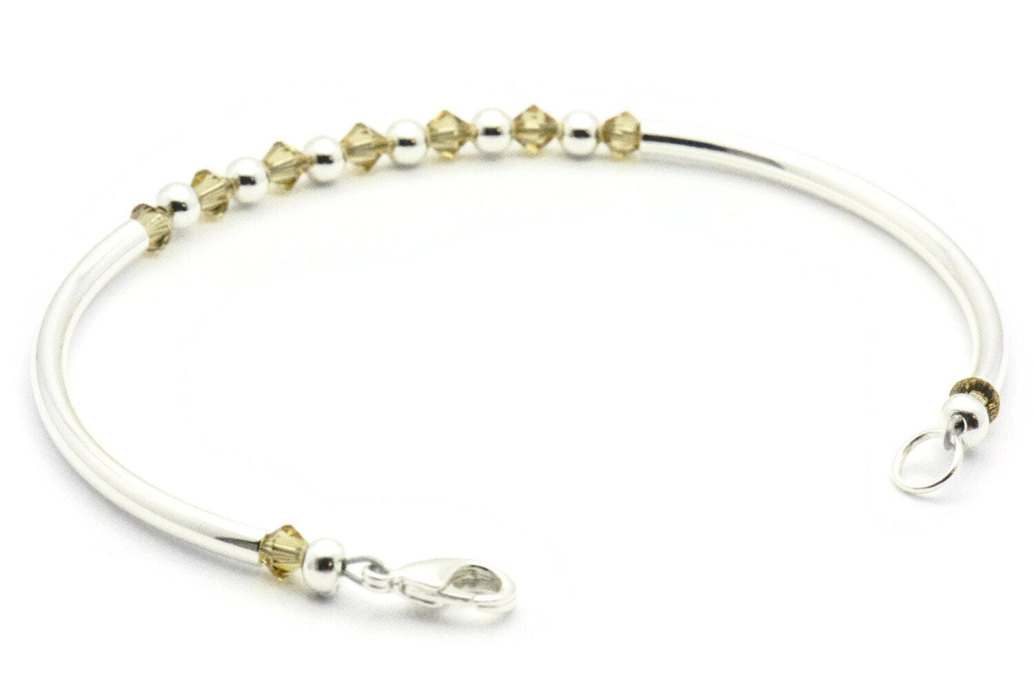 November Topaz Swarovski Crystal Birth Month Sterling Silver Plated Bracelet