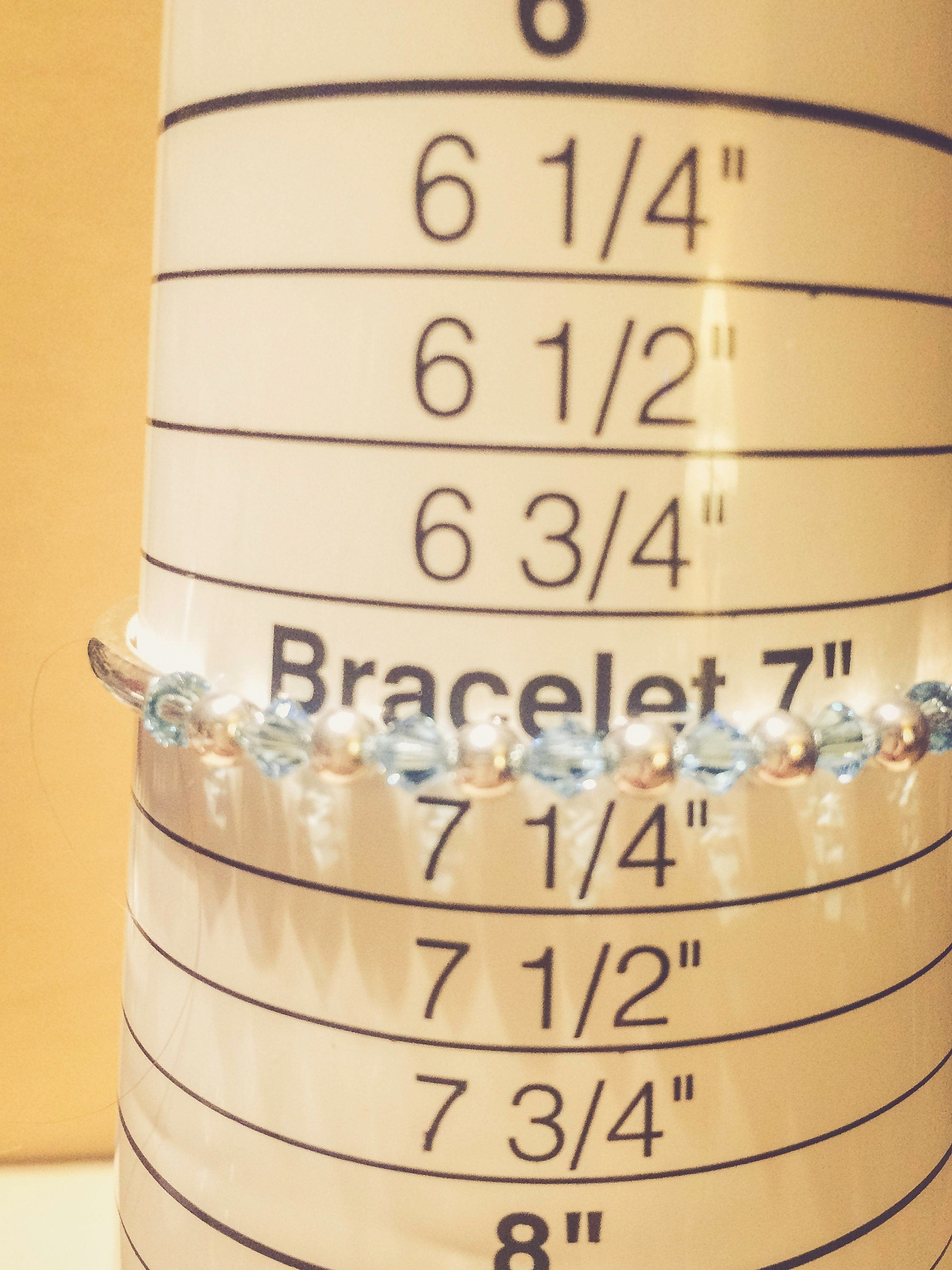 March Aquamarine Swarovski Crystal Birth Month Sterling Silver Plated Bracelet on bracelet cone