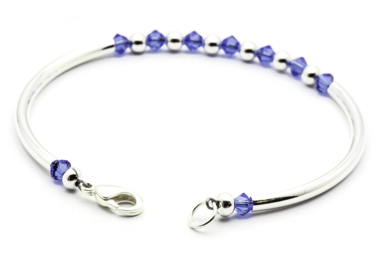 September Sapphire Swarovski Crystal Birth Month Sterling Silver Plated Bracelet