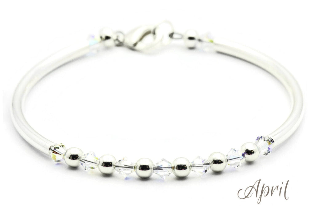 April Diamond Swarovski Crystal Birth Month Sterling Silver Plated Bracelet