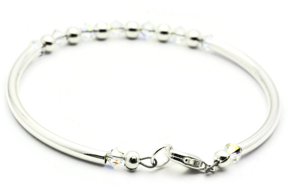 April Diamond Swarovski Crystal Birth Month Sterling Silver Plated Bracelet