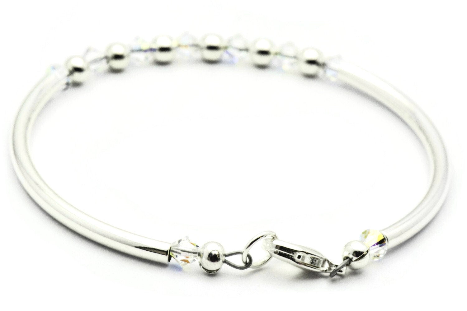 April Diamond Swarovski Crystal Birth Month Sterling Silver Plated Bracelet