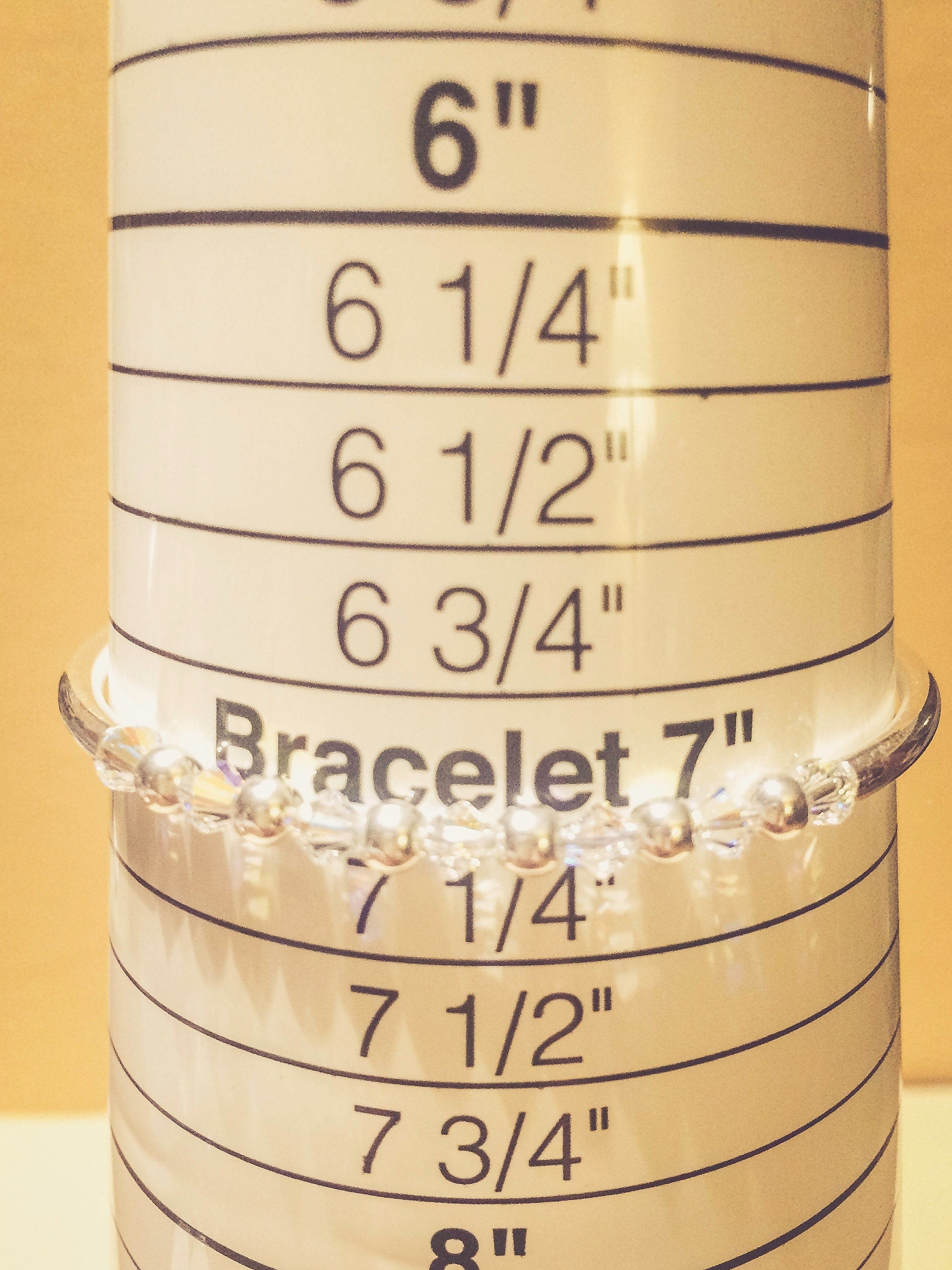 April Diamond Swarovski Crystal Birth Month Sterling Silver Plated Bracelet on bracelet measuring cone