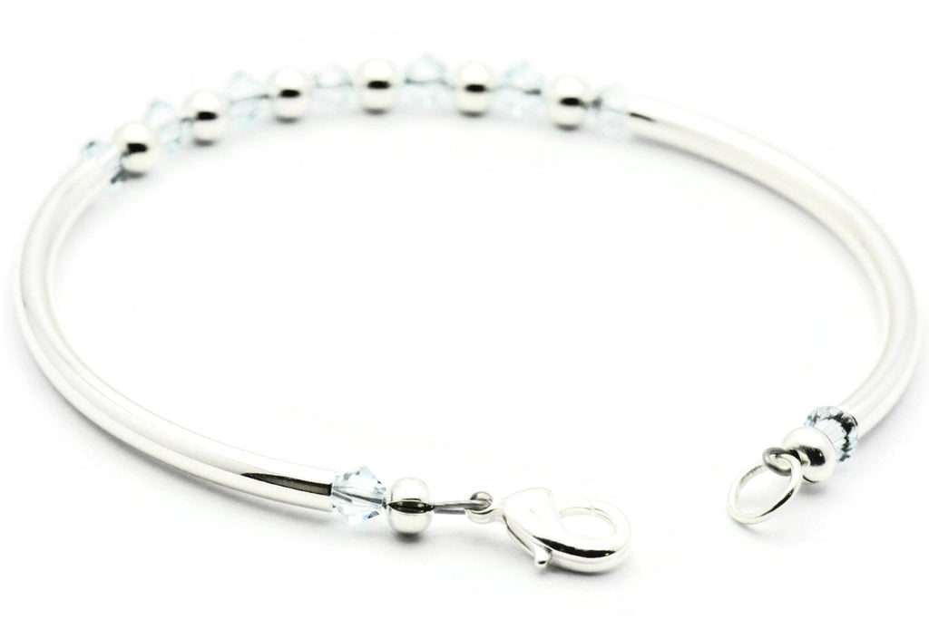 December Light Azore Swarovski Crystal Birth Month Sterling Silver Plated Bracelet
