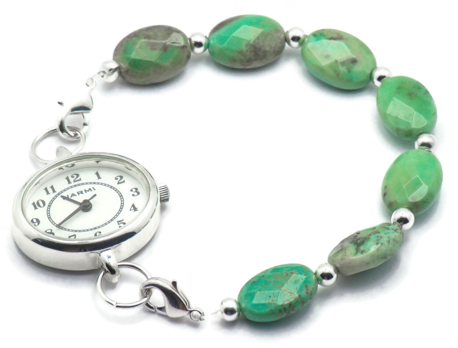 Faceted Green Opal Stretchy Interchangeable Watch Band • Medical ID Bracelet • Bracelet Watch Band • Stretch Watch Band