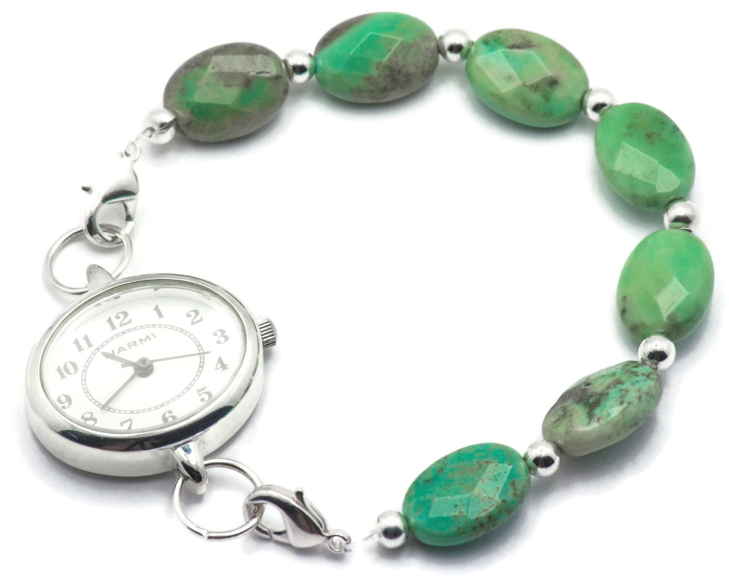 Faceted Green Opal Stretchy Interchangeable Watch Band • Medical ID Bracelet • Bracelet Watch Band • Stretch Watch Band
