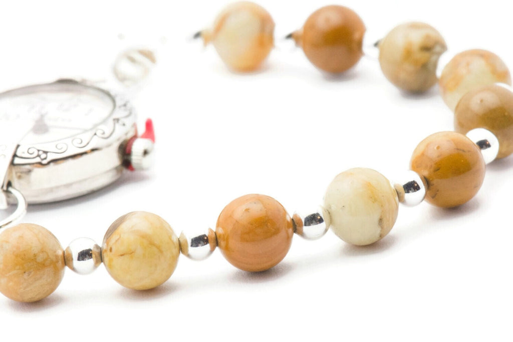 Yellow Jasper Stretch Interchangeable Beaded Bracelet Watch Band • Medical ID Bracelet • Bracelet Watch Band