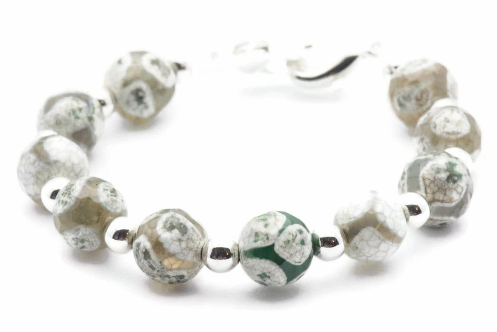 Green Agate Stretch Interchangeable Beaded Bracelet Watch Band • Medical ID Bracelet • Bracelet Watch Band