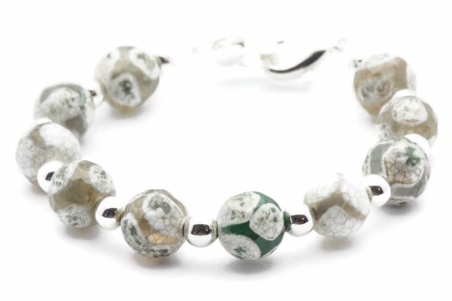 Green Agate Stretch Interchangeable Beaded Bracelet Watch Band • Medical ID Bracelet • Bracelet Watch Band