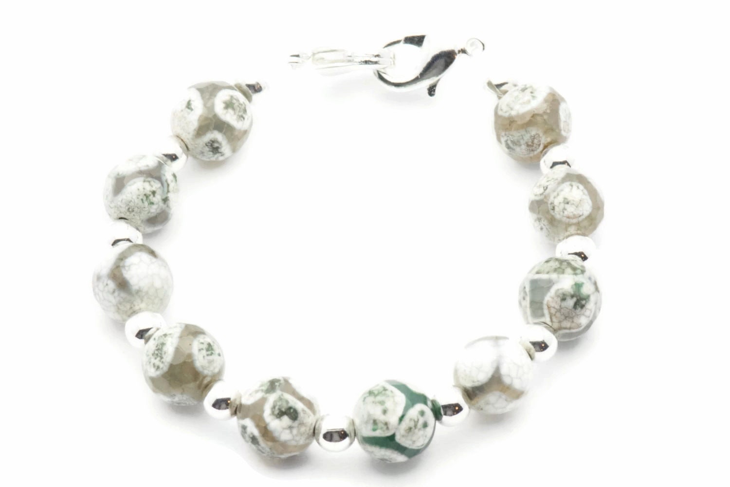 Green Agate Stretch Interchangeable Beaded Bracelet Watch Band • Medical ID Bracelet • Bracelet Watch Band