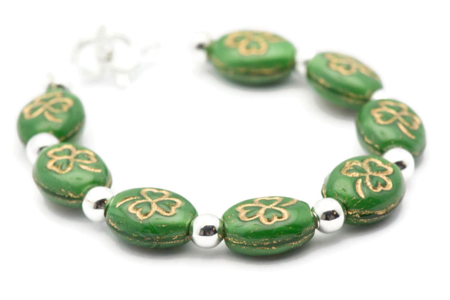 Green Clover Bracelet Watch Band • Interchangeable Band • Stretch Watch Band • Medical ID Bracelet