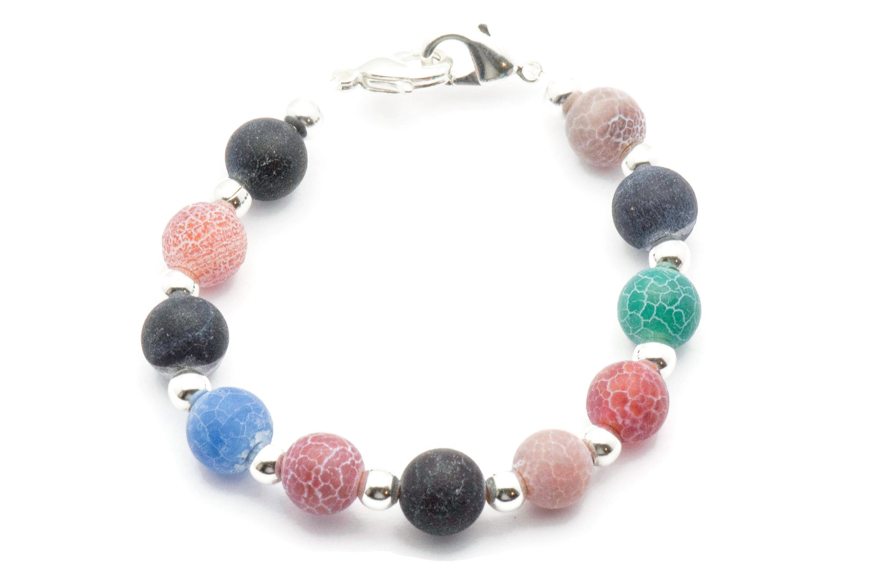 Agate Multicolor Beaded Bracelet Watch Band • Medical ID Bracelet • Handmade Watch Band • Stretch Watch Band