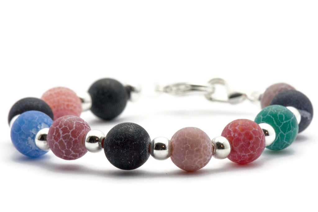 Agate Multicolor Beaded Bracelet Watch Band • Medical ID Bracelet • Handmade Watch Band • Stretch Watch Band
